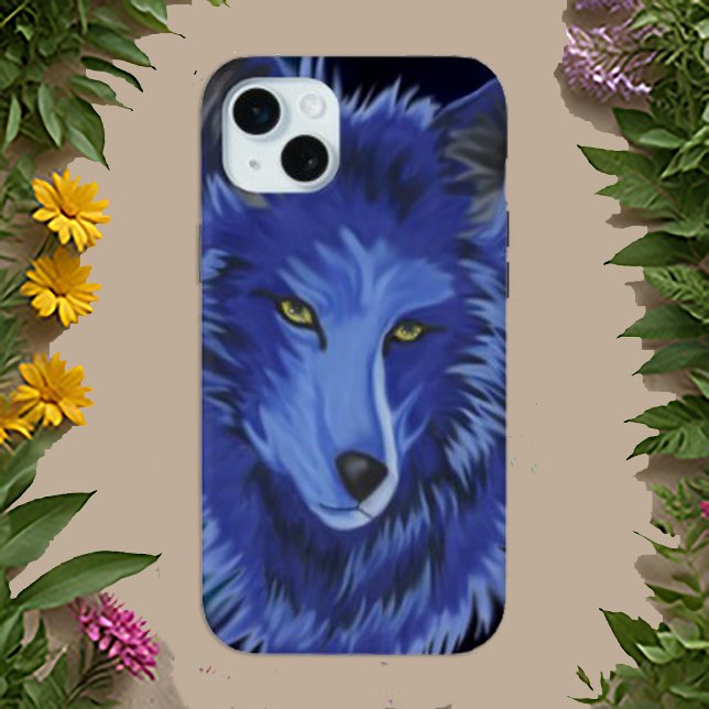 Mystical Blue Surreal Wolf Art Case-Mate iPhone Hülle (Von Creator hochgeladen)