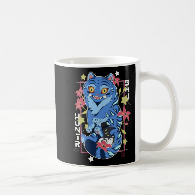 Mystical Blue Tiger Japanese Folk Art Style Kaffeetasse (Rechts)