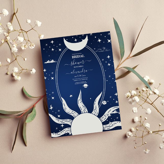 Mystical Blue und Silver Sun Moon Einladung (Von Creator hochgeladen)