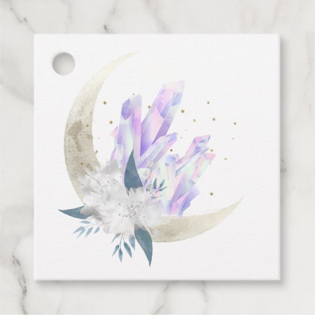 Mystical Boho Crystal Moon Wedding Geschenkanhänger (Vorderseite)