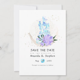 Mystical Boho Crystal Moon Wedding rettet das Datu Save The Date