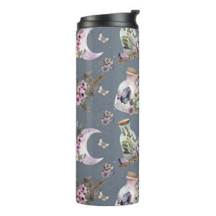Mystical Boho Lavender Anemone Moon & Posts Thermosbecher