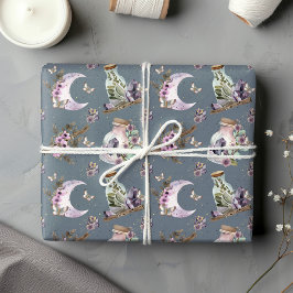 Mystical Boho Lavender Anemone Moon und Flaschen Geschenkpapier