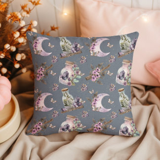 Mystical Boho Lavender Anemone Moon und Poster Kissen