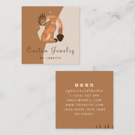 Mystical Boho Leopard Cheetah Handmade Juwelen Quadratische Visitenkarte