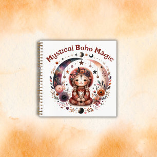 Mystical Boho Magic Brown Text auf Weiß   Notizbuch