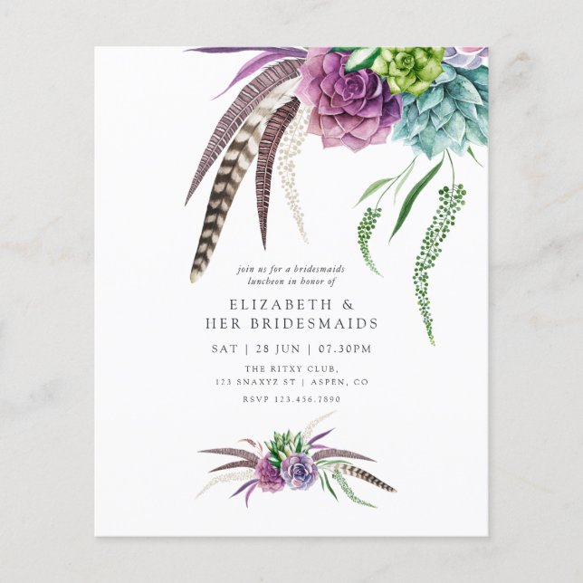 Mystical Boho Succulent Bridesmaids Luncheon Flyer (Vorne)