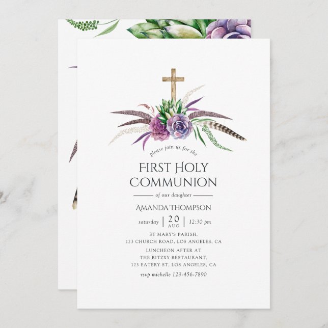 Mystical Boho Sukkulents First Heilige Kommune Einladung (Vorne/Hinten)