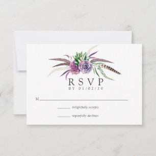 Mystical Boho Watercolor Sukkulente Hochzeit RSVP Karte