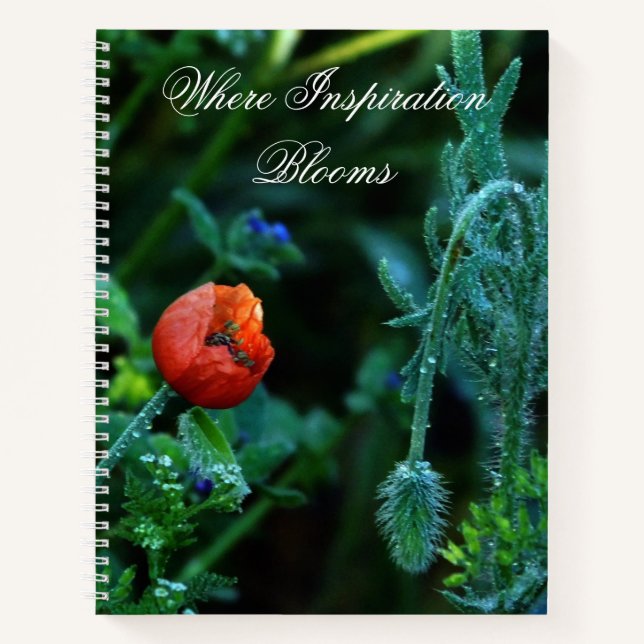 Mystical Botany Era Poppy and Dew Floral Notebook Notizbuch (Vorderseite)
