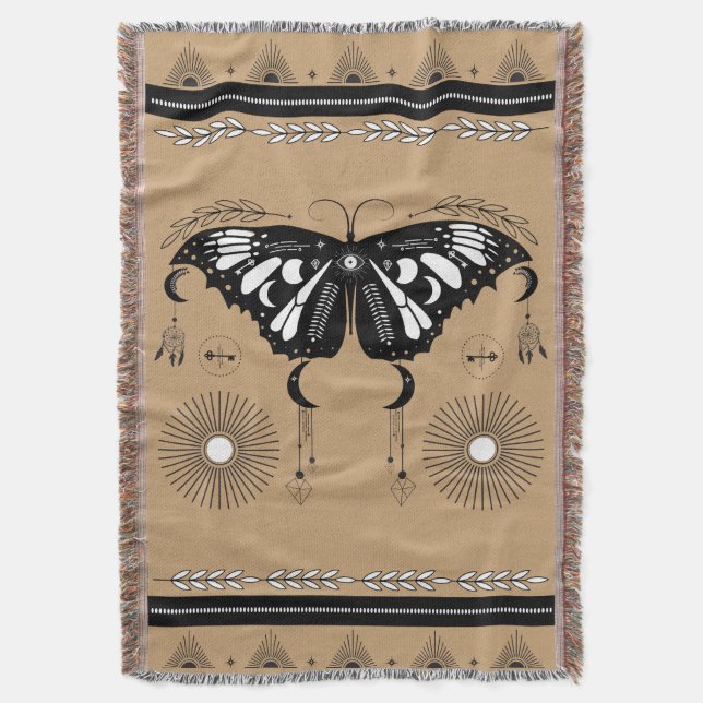 Mystical Butterfly Festival Fringe Blanket Decke (Vorderseite Vertikal)