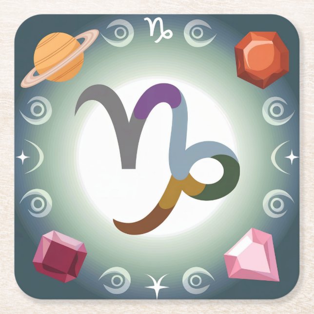 Mystical Capricorn Zodiac Untersetzer Set (Vorderseite)