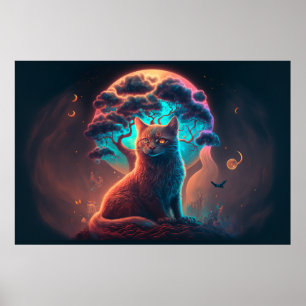 Mystical Cat Art Poster