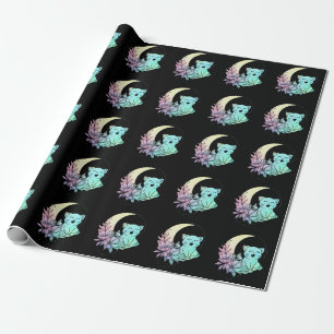 Mystical Cat Crescent Moon Pastel Goth Wicca Geschenkpapier