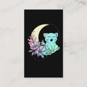 Mystical Cat Crescent Moon Pastel Goth Wicca Visitenkarte