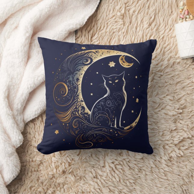 Mystical Cat Moon - Himmelsgeschenk Kissen (Decke)