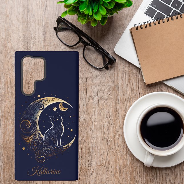 Mystical Cat Moon - Personalized Celestial Gift Samsung Galaxy Hülle (Von Creator hochgeladen)