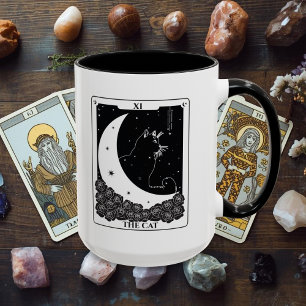 Mystical Cat Tarot Card Schwarz/Weiß Tasse