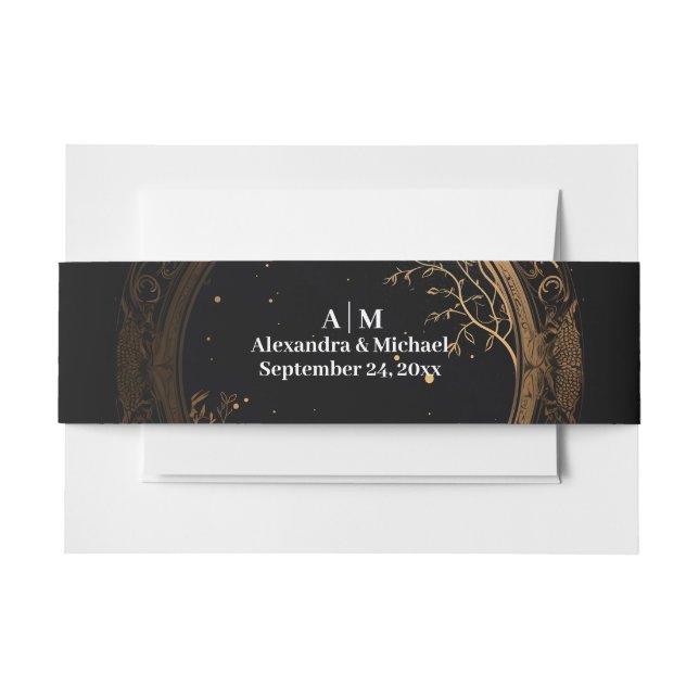 Mystical Celestial Black and Gold Wedding Einladungsbanderole (Vorderseite Beispiel)