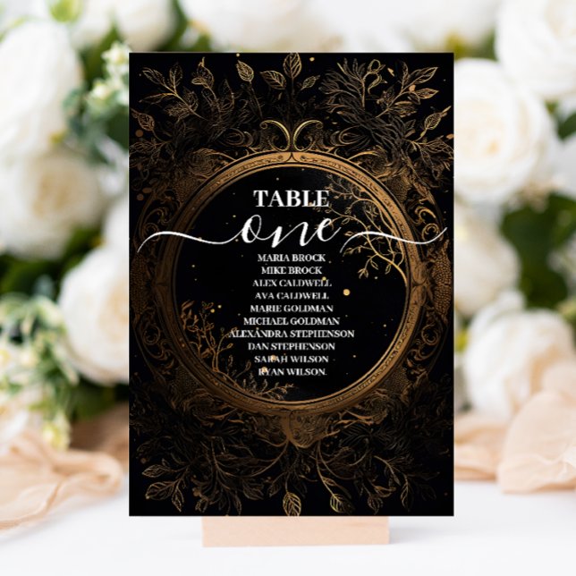 Mystical Celestial Black and Gold Wedding Tischnummer (Von Creator hochgeladen)
