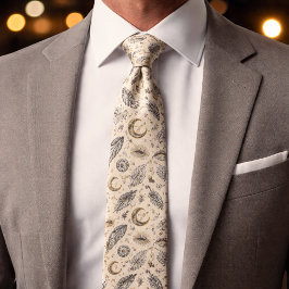 Mystical Celestial Moon Stars Pattern Custom Name Krawatte