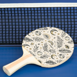 Mystical Celestial Moon Stars Pattern Custom Name Tischtennis Schläger