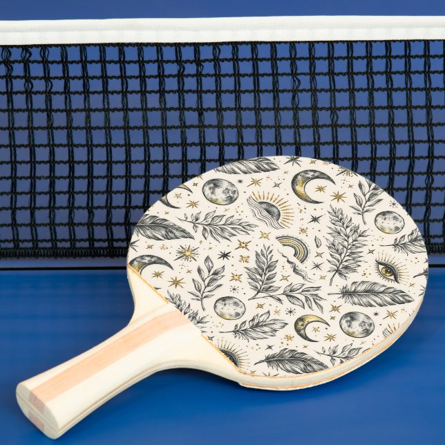 Mystical Celestial Moon Stars Pattern Custom Name Tischtennis Schläger (InSitu)