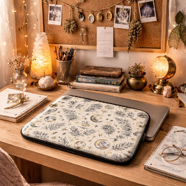 Mystical Celestial Moon Stars Pattern Laptopschutzhülle