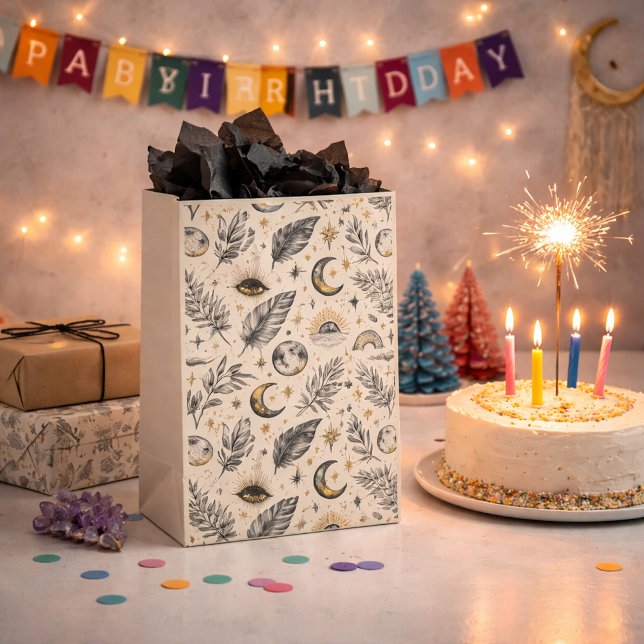Mystical Celestial Moon Stars Pattern Mittlere Geschenktüte (Von Creator hochgeladen)