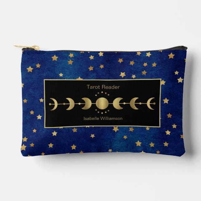 Mystical Celestial Stars Moon Phase Tarot Oracle Zubehörtasche (Vorderseite)