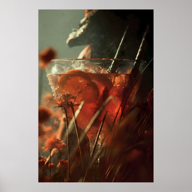 Mystical Citrus Cocktail – Dark Botanical Art Prin Poster (Vorne)