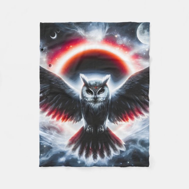 Mystical Cosmic Celestial Owl Fleecedecke (Vorderseite)
