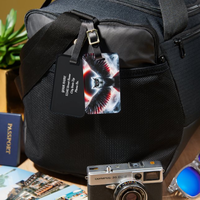 Mystical Cosmic Celestial Owl Gepäckanhänger (Vorderseite & Rückseite)