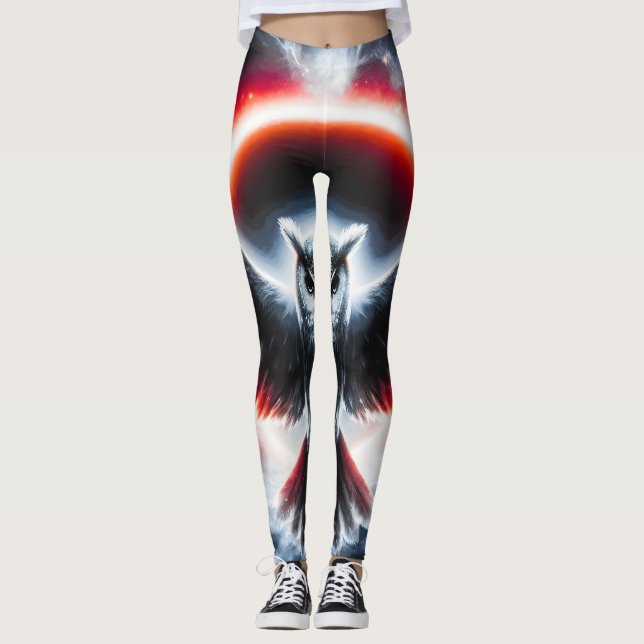 Mystical Cosmic Celestial Owl Leggings (Vorderseite)
