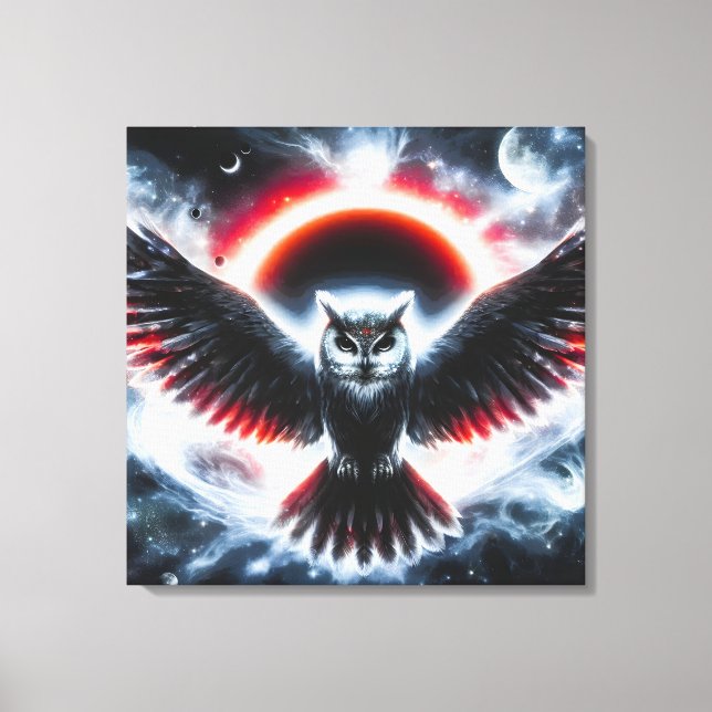 Mystical Cosmic Celestial Owl Leinwanddruck (Vorderseite)