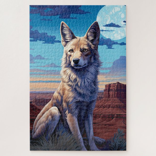 Mystical Coyote Southwestern Themed Puzzle (Vertikal)