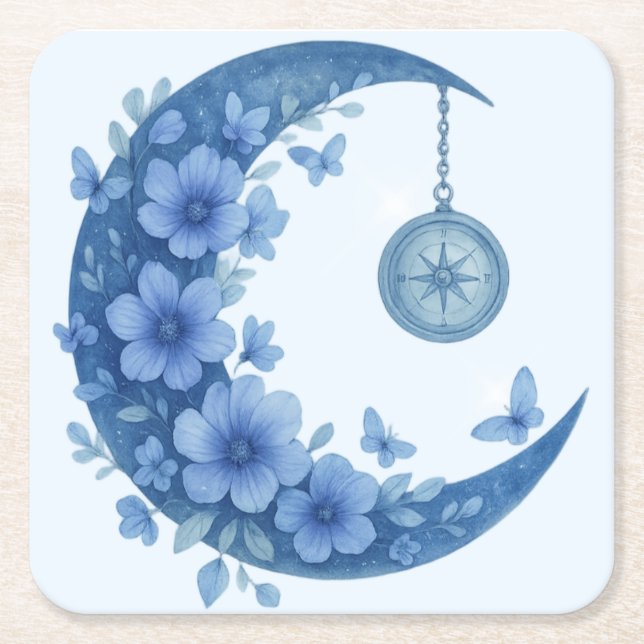 Mystical Crescent Moon Rechteckiger Pappuntersetzer (Vorderseite)