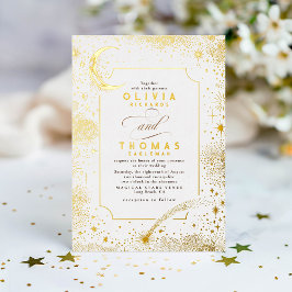 Mystical Crescent Moon Starry Night Boho Wedding Folieneinladung