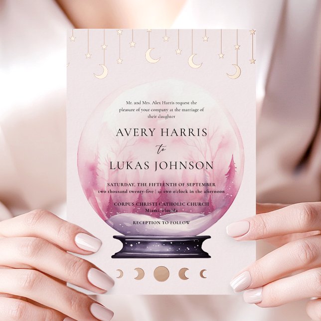 Mystical Crescent Moon Wedding Folieneinladung (Von Creator hochgeladen)