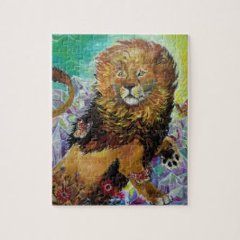 Mystical Crystal Lion Painting "New Worlds" Jigsa Puzzle