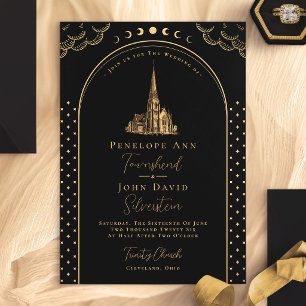 Mystical Deko Black Gold Vintag Church Wedding Einladung