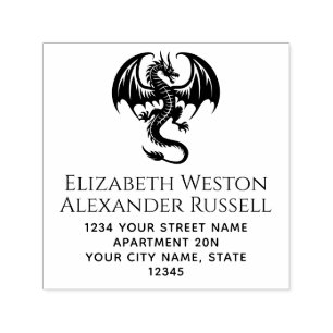 Mystical Dragon Silhouette #8S Name Rücksendeadres Permastempel