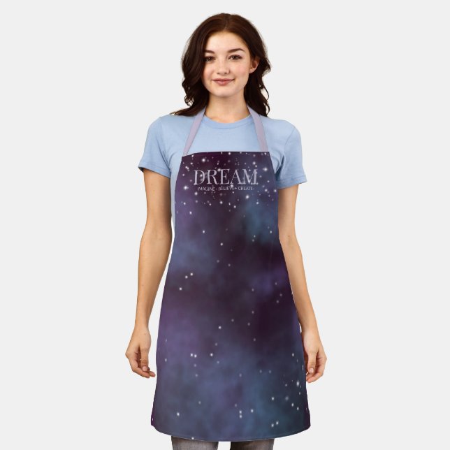 Mystical Dream Dusty Violet Galaxy Schürze (Getragen)