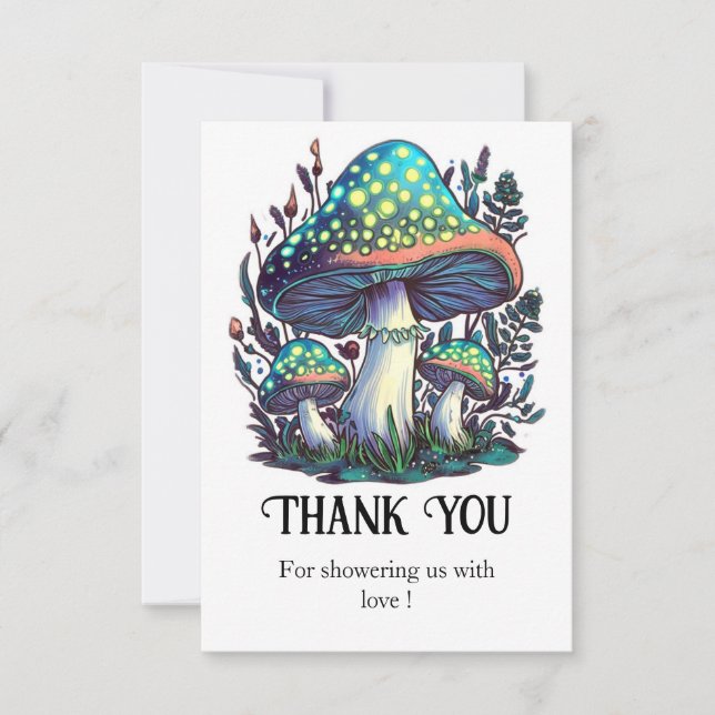 Mystical Dreamy Mushroom Baby Dusche Dankeskarte (Vorderseite)