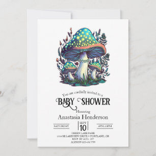 Mystical Dreamy Mushroom Baby Dusche Einladung