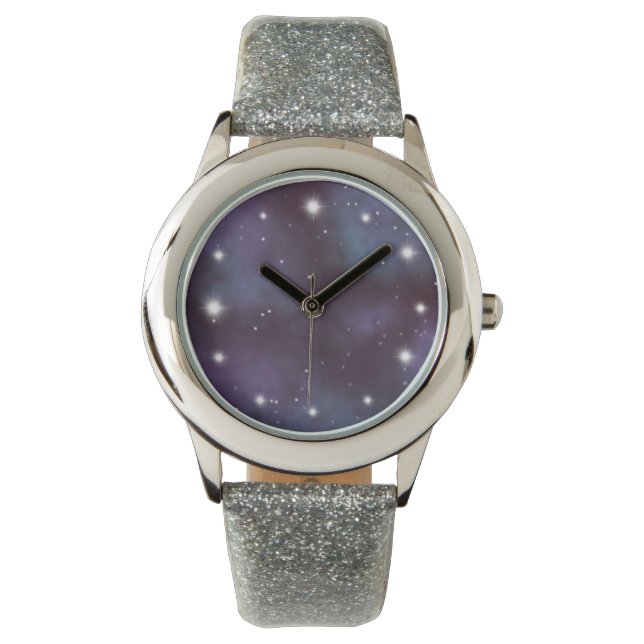 Mystical Dusty Violet Galaxy Armbanduhr (Vorderseite)