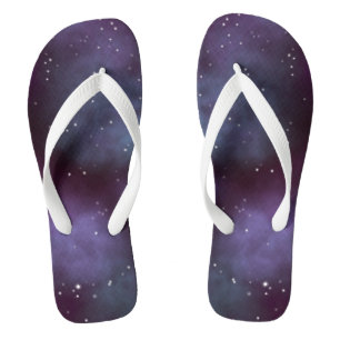 Mystical Dusty Violet Galaxy Flip Flops