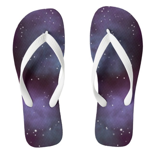 Mystical Dusty Violet Galaxy Flip Flops (Fußbett)