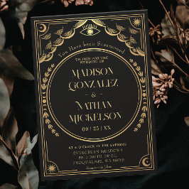 Mystical Elegant Gold Tarot Gothic Wedding Einladung