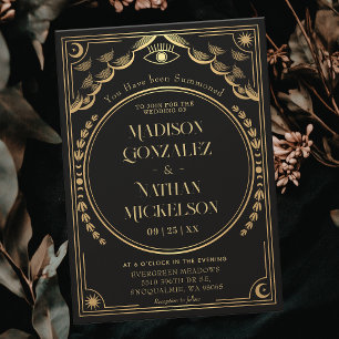 Mystical Elegant Gold Tarot Gothic Wedding Einladung